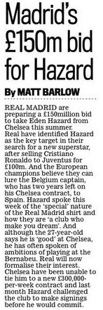 Daily Mail on Hazard-Madrid.