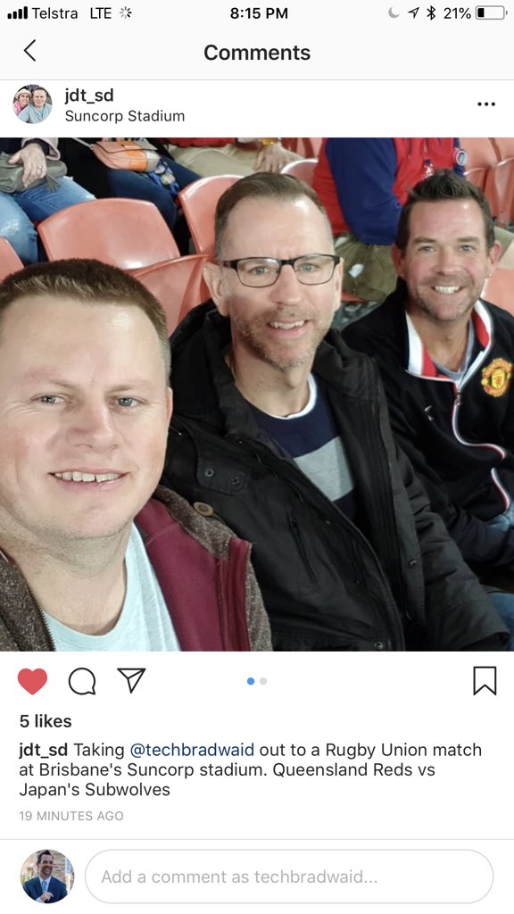 Techbradwaid's tweet photo. I’ve had an incredible trip to Australia and I want to thank @jdtriver for making this happen but more for being such a great mate. Cheers to you & your family. See you all again soon. #t21cevent #kangos #koala #Rugby #90 https://t.co/IlfL6huhAv