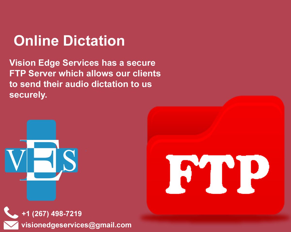 Vision_Edge's tweet image. #Vision_Edge_Services has a secure #FTP_Server which allows our #clients to send their audio #dictation to us securely.
Get more details on our website:
goo.gl/GS4qYs