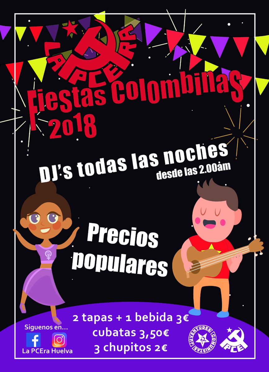 COLOMBINAS 2018 🎆 Estas #Colombinas2018 vuelve la PCEra con ese ambiente especial que solo ofrece esta caseta. Ve preparándote!!