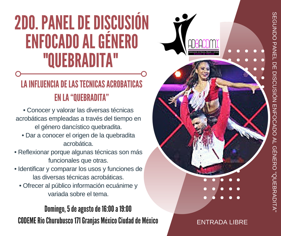 amedaba_ac's tweet photo. 2do. panel de discusion La influencia de las tecnicas acrobaticas en la quebradita #JuntosHaremosMas #Quebradita #ADBACDMX #CDMX #comisiondequebradita #Ilovequebradita #Mexico #acrobacia #bailepopular #hechoenmexico #acrobaticdance #acrobaticcouple #acrobatics https://t.co/cwn8lFWV0Z
