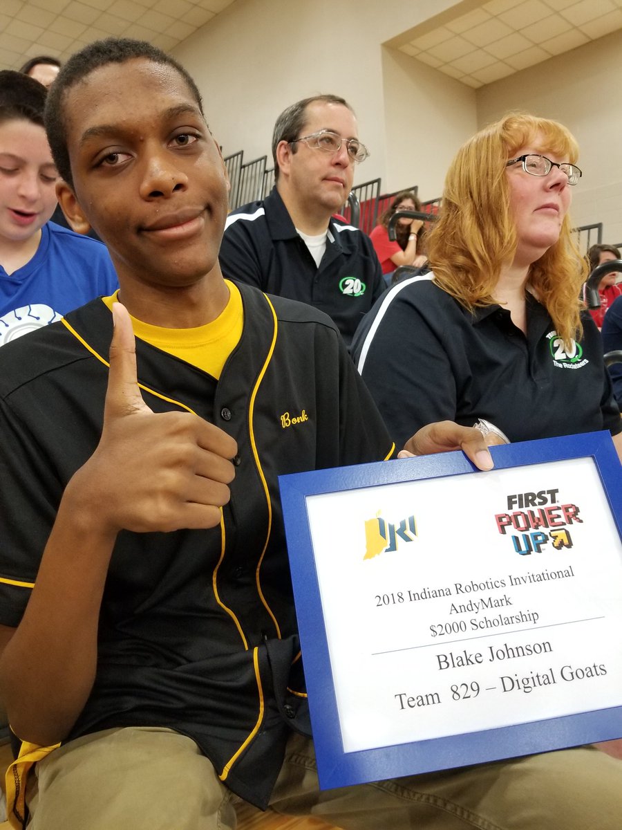DigitalGoats's tweet photo. Congrats to Blake for winning the AndyMark scholarship at IRI #IRIcomp #omgrobots https://t.co/zvb9k0kG0q