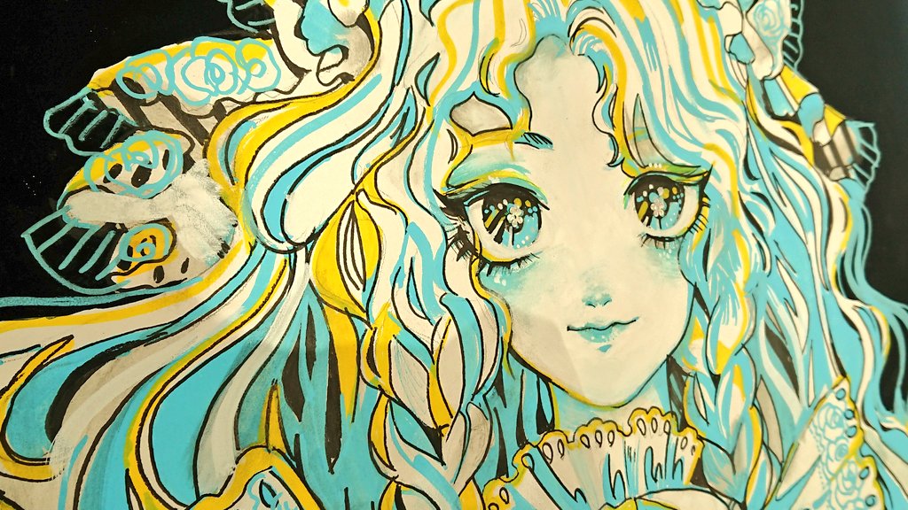 ncads08's tweet photo. 今日のライブペイントは
「メイドさん」をテーマに4人それぞれのメイドさんを描きました🖌️
水色とピンクの子は目がキラキラ✨
明日もライブペイントやるので、ぜひ見に来て下さい‼️
#NSG夏フェス 
#新潟デザイン専門学校 
#ncad
#ライブペイント https://t.co/0rmLwmVX8g