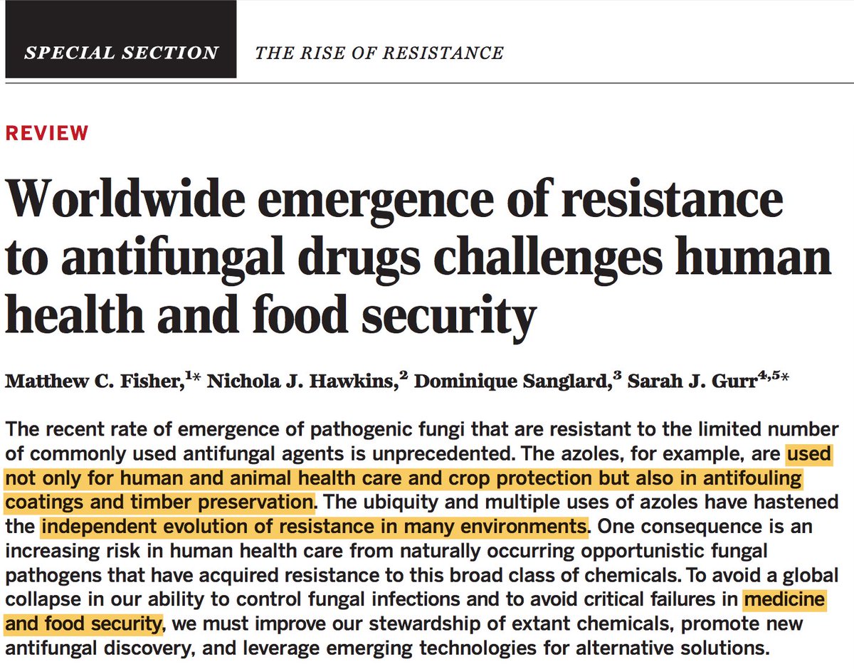 Worldwide emergence of resistance to antifungal drugs challenges human health and food security
#AMR #AntifungalResistance
science.sciencemag.org/content/360/63… twitter.com/D__Irimia/stat…