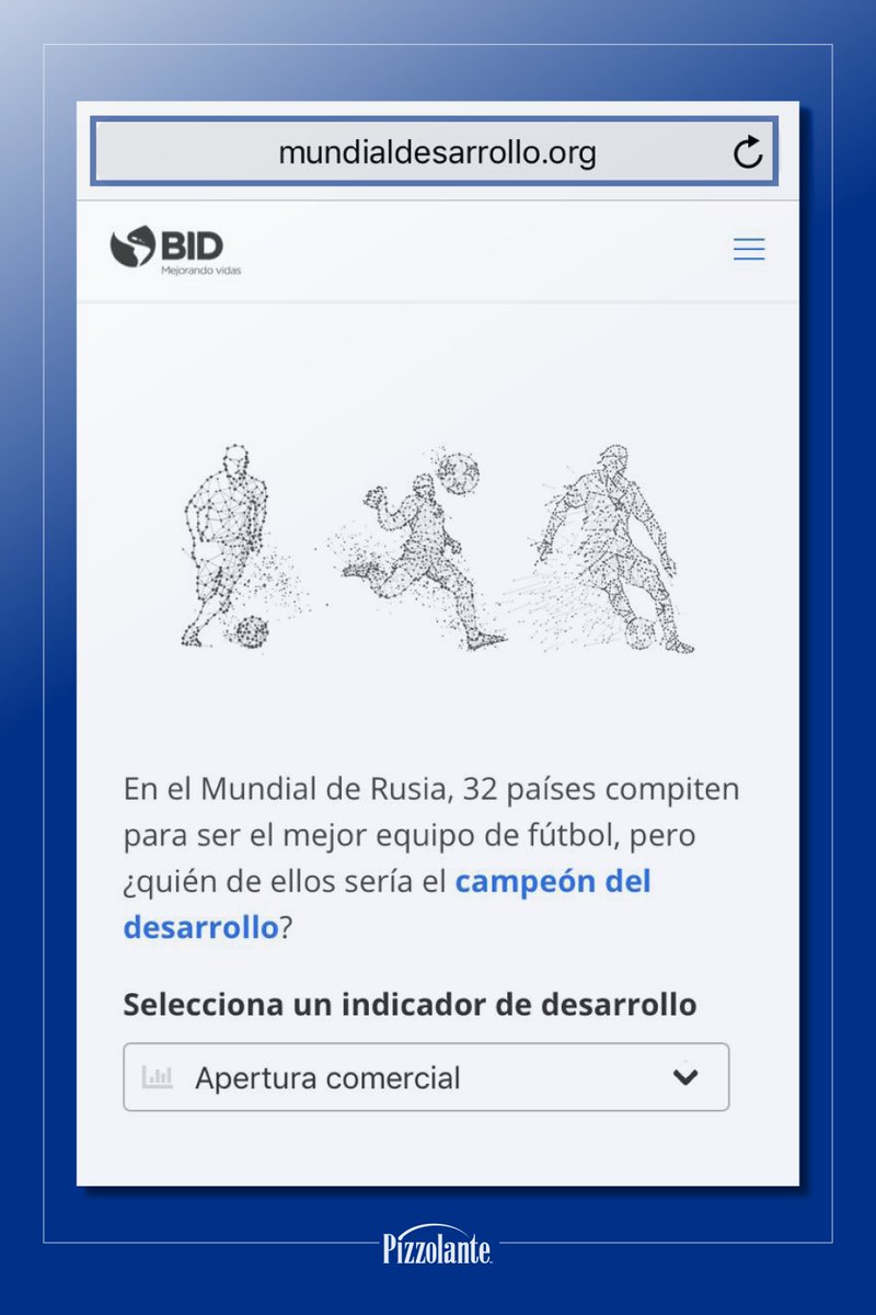 Pizzolante's tweet photo. Estamos a punto de conocer el ganador de la #CopaMundial2018, pero ¿quién de ellos sería el campeón del desarrollo? El @el_BID creo una iniciativa donde comparan a los países participantes del mundial en base a distintos indicadores. ¡Conócelo! https://t.co/uwqECbrEzl https://t.co/rxSjSOWoXl