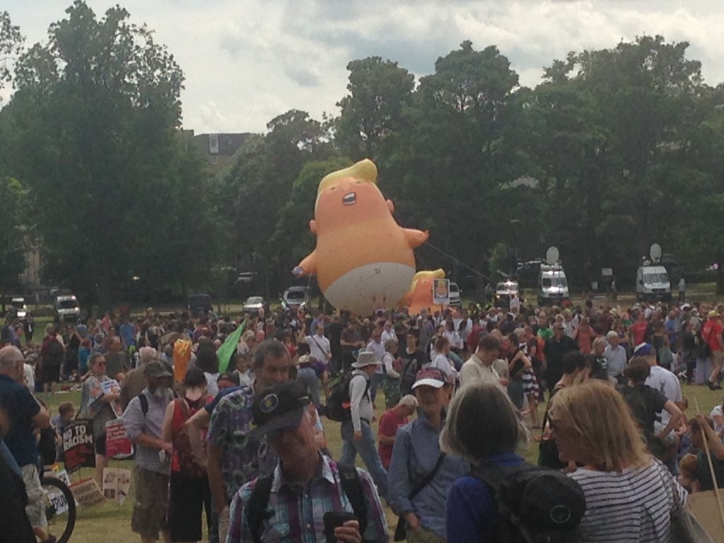 Trump baby blimp at the Meadows