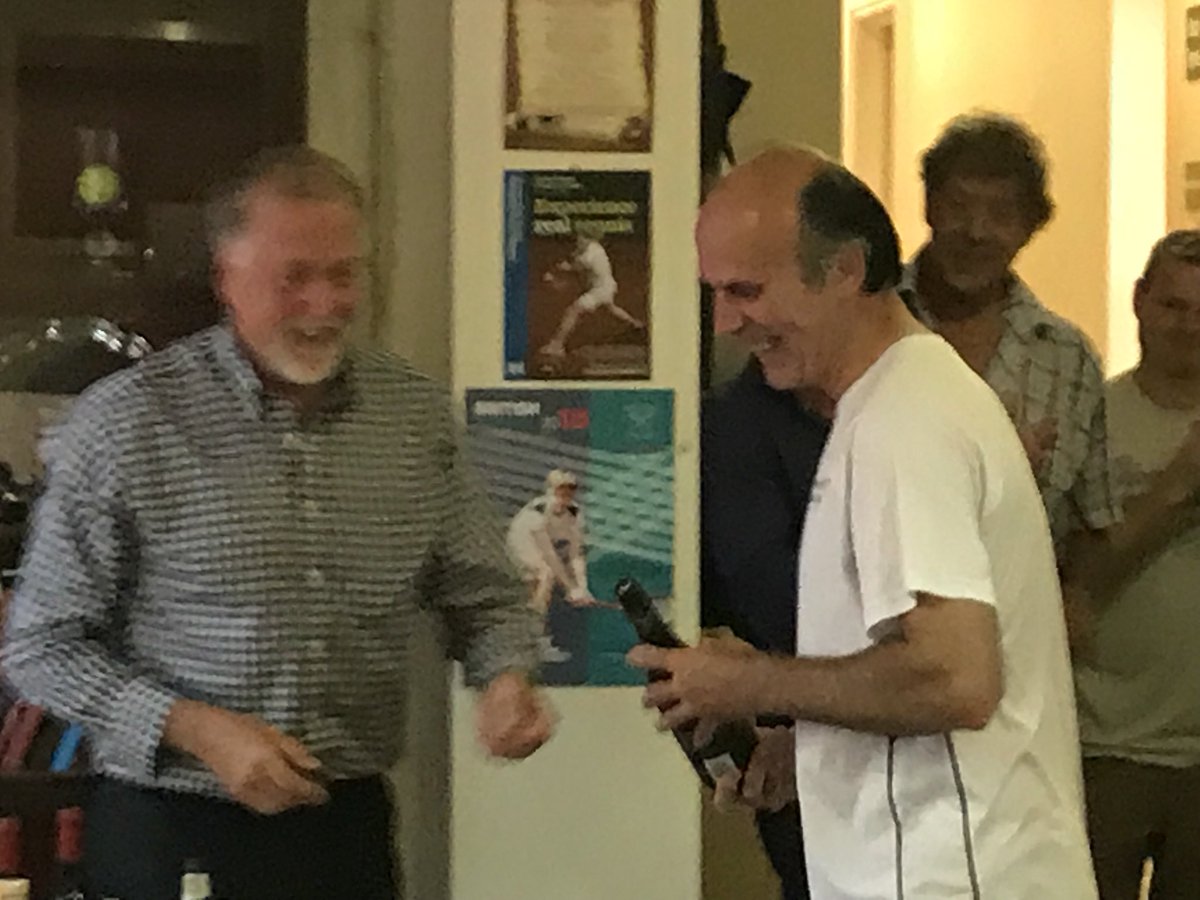 PrestedTennis's tweet photo. And where would we be without market extrrodinaire Gedi Parsons! All round #Prested legend who kept the players and spectators entertained throughout! #GediMaster @irtpa_official https://t.co/6xdXWQghPA