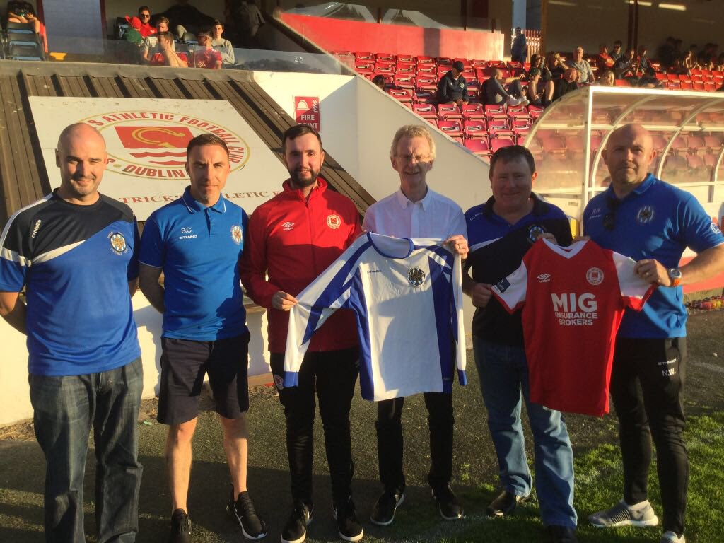 Photo at the official announcement of the affiliation between Esker Celtic FC &amp; St Patrick's Athletic. Pictured are Esker Celtic Committee Members and St Pat’s officials ⚪️🔵🔴⚪️ <a href="/stpatsfc/">St Patrick's Athletic FC</a> <a href="/eskerceltic/">eskerceltic</a>