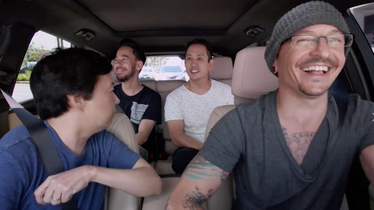 LPLive's tweet photo. One year ago today, @linkinpark filmed their episode of Carpool Karaoke with @ChesterBe, @mikeshinoda,
@joehahnLP, and @kenjeong. https://t.co/H5pfZ3D6My