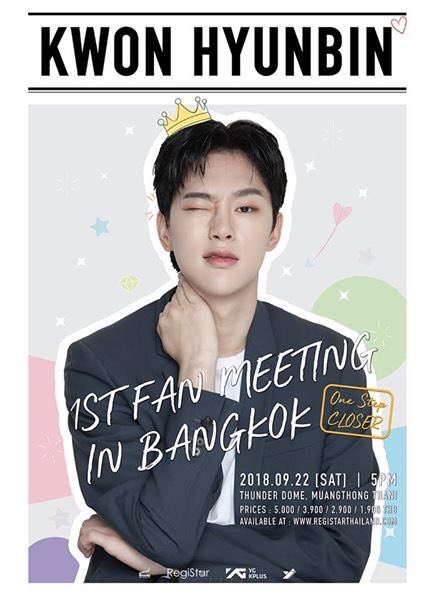 JBJ_Thailand's tweet photo. [#JBJ]🌷: KWON HYUNBIN 1ST FAN MEETING IN BANGKOK ~One Step CLOSER~
วันแสดง: วันเสาร์ที่ 22 กันยายน
สถานที่: ธันเดอร์โดม เมืองทองธานี บัตรราคา: 5,000 / 3,900 / 2,900 / 1,900 บาท
ช่องทางจำหน่ายบัตร: https://t.co/rOjrLo4fRm
เปิดจองบัตร: 29 กรกฎาคม 2561 
#KwonHyunBin1stFMinBKK https://t.co/L5qdM7JKLJ