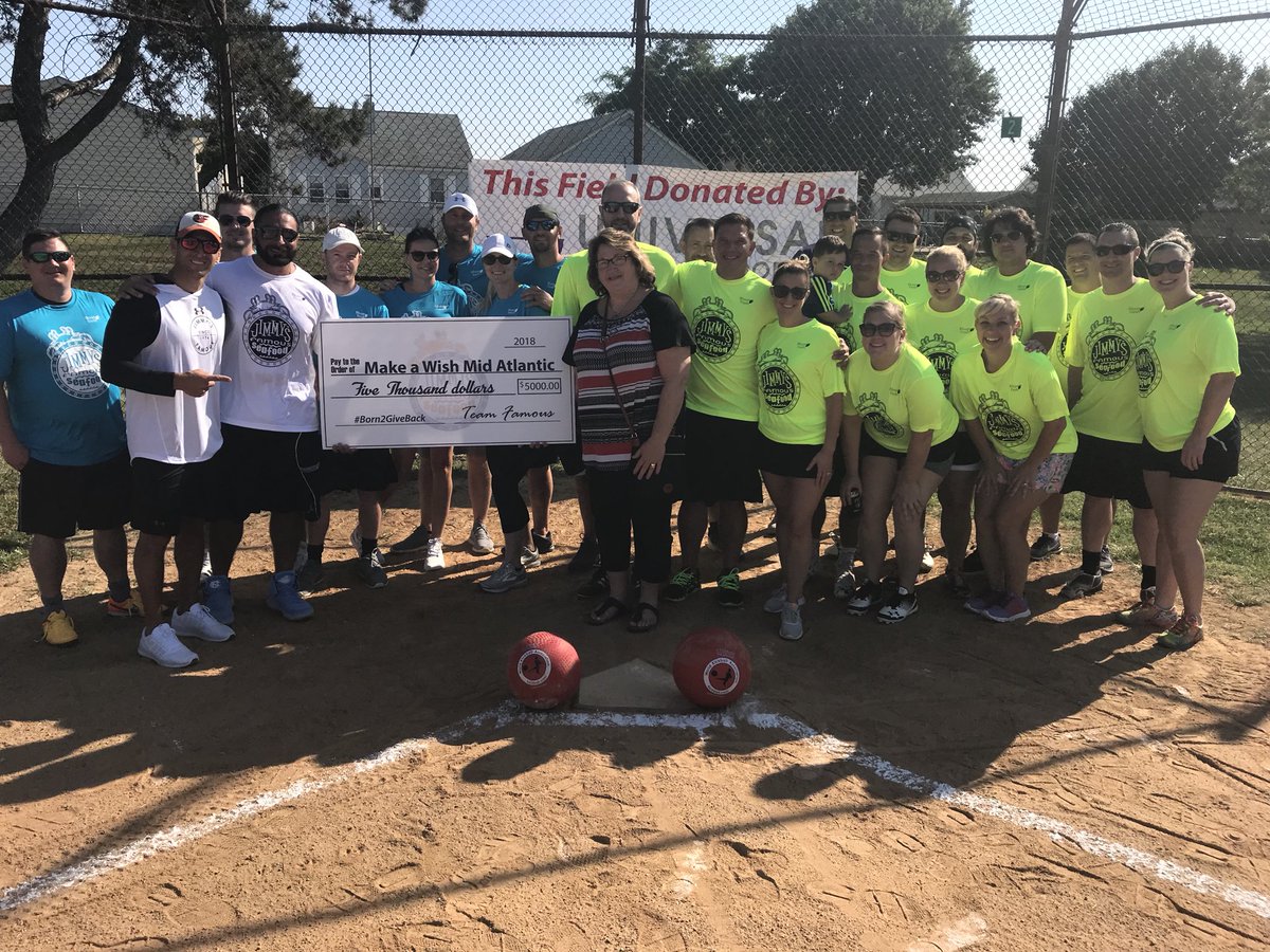 RickRitterWJZ's tweet photo. This is what it’s all about. @JimmysSeafood Kickball Tourney sold out within minutes, hundreds of supporters here &amp; already raised more than $5K for @WishMidAtlantic! https://t.co/QN8KBN3Xba