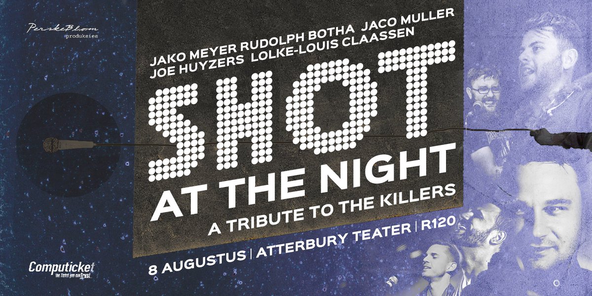 Jaco_Muller's tweet photo. Shot at the Night - a tribute to #TheKillers in an evening of flair and attitude - Vegas style! Next day is a public holiday. #bethere #atterburytheatre #8aug  Tickets at @Computicket. @Jako_Meyer @perskeblomprod https://t.co/JSR4WCgdme