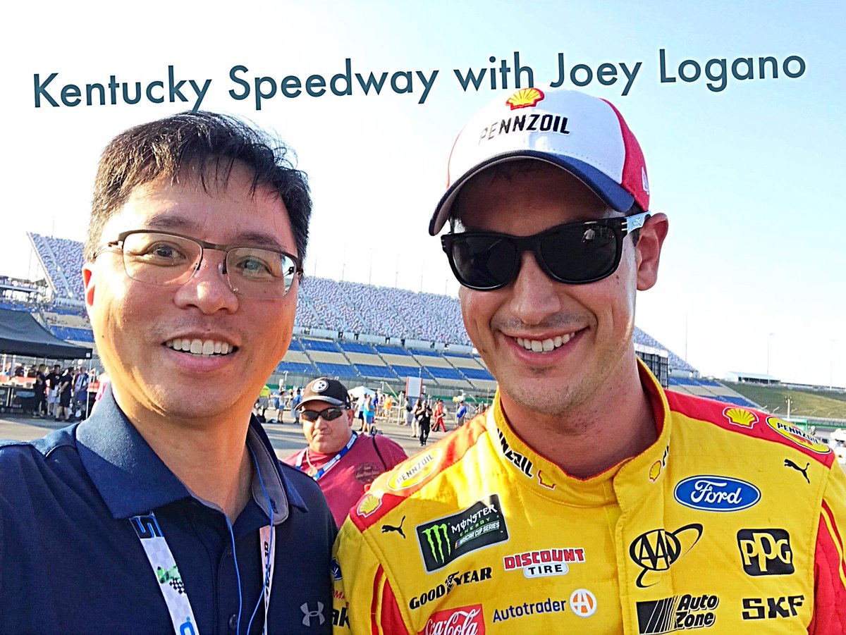 thejmo's tweet photo. Had a chance to meet and snap a photo with @joeylogano in the infield at @kyspeedway #thisisSparta https://t.co/tJSuEQVlEb