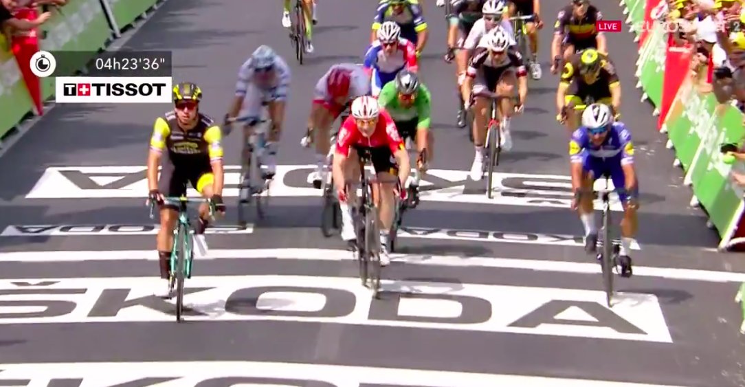 vismaleaseabike's tweet photo. 🇫🇷 #TDF2018⁠ ⁠⁠ ⁠⁠ ⁠⁠ ⁠
BAM! BAM! BAM! He has done it again... @GroenewegenD takes his 2nd consecutive stage victory 💪🙌 https://t.co/xkSjxER7Is
