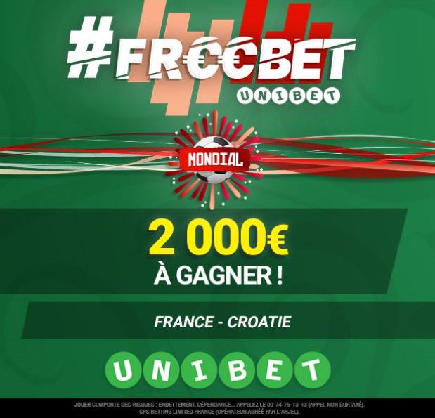 ParisCDM2018's tweet photo. ⚽️ COUPE DU MONDE 2018 : 🇫🇷 FRANCE - 🇭🇷 CROATIE 
💰🎁 100 x 20€ à gagner pour la finale du Mondial ! 
👍 Pronostiquez le score exact (temps réglementaire) 
Unibet récompensera 100 vainqueurs qui seront désignés par tirage au sort N'oubliez pas votre pseudo ! https://t.co/5CNWjB8IjC