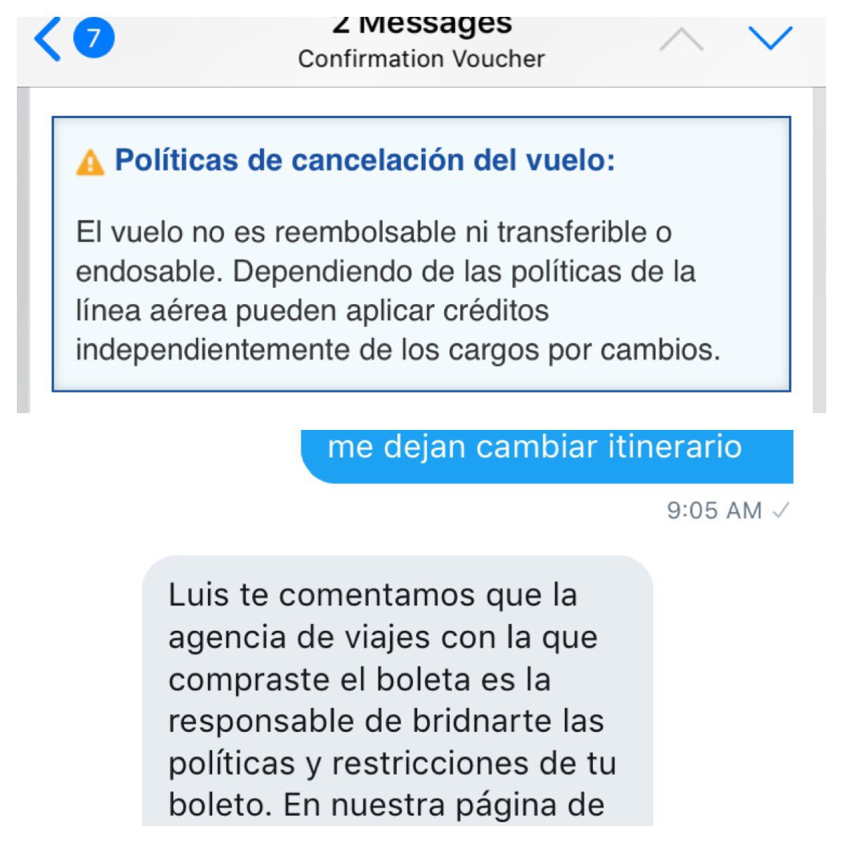 dbrickmx's tweet photo. @Aeromexico y @BestDay_Travel me aplicaron la de el otro tiene la culpa. No puedo cambiar itinerario de mis vuelos, ni el guajolotero! Aeroméxico no sabes ser línea de bajo costo y best day no sabes ser una agencia de viajes. Donde dice no cambios? @profeco @interjet https://t.co/zlaDcT58OQ