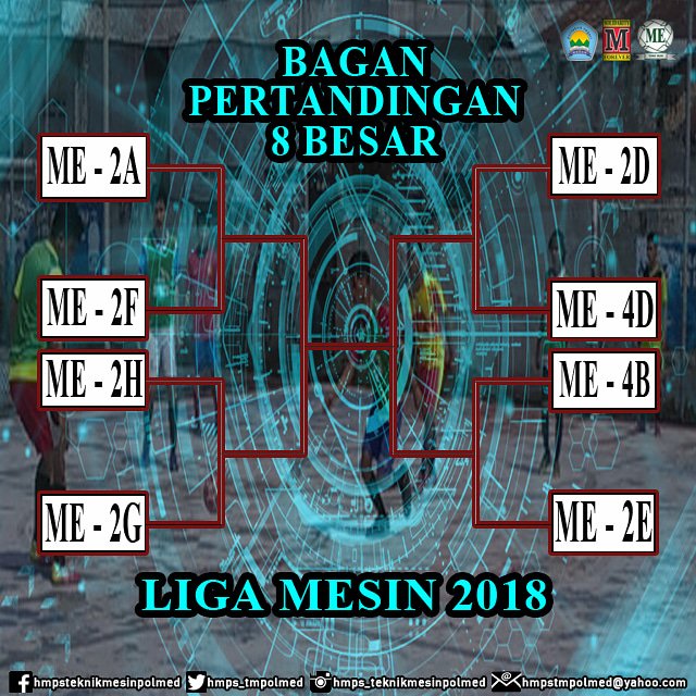 hmps_tmpolmed's tweet photo. [LIGA MESIN 2018]
Bagan, jadwal, waktu, tempat, dan ketentuan pertandingan babak 8 besar LIGA MESIN 2018..
.
.
.
Nb : 
Tiap team yang akan bertanding diharapkan sudah berada ditempat 5 menit sebelum bertanding.

#ligamesin2018
#hmpsteknikmesinpolmed https://t.co/aVZ9ROId4R