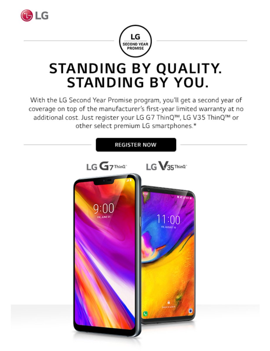 LGMSM1's tweet photo. How reliable is your phone? LG is so confident in their phones, they promise to replace their phones for up to two years from manufacturer defects and issues. Peace of mind, YES please!
#LG #2ndYearPromise #ThinQ https://t.co/FPoskKmf0b