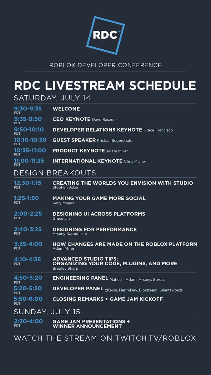 Free Robux On Twitter Enjoy Rdc2018 Live From Your Own Home Catch The Keynote From Our Beloved Builderman Davidbaszucki Then Learn New Tricks And Secrets From Our Roblox Experts And Star Developers - http robux tv