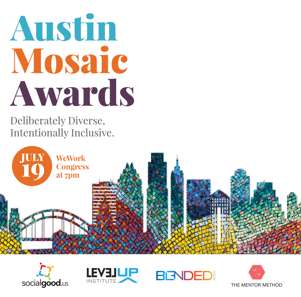 AustinYC's tweet photo. The #AustinMosaicAwards are next Thursday! Come out to WeWork Congress for a celebration awarding Austin's best companies for diversity and inclusion. @blnded @TheMentorMethod @SocialGoodUS 

RSVP | https://t.co/P5aBRgyf0y https://t.co/8wNrnddCc9