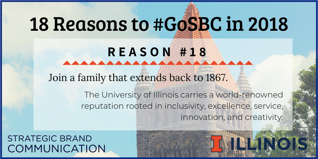 Illinois_SBC's tweet photo. 🔶🔷 Reason #18 to #GoSBC: Apply by TOMORROW July 15th at https://t.co/eboYNFIoZo so you can call yourself an #ILLINI! We saved the best reason for last! #ILL
.
#StrategicBranding #Branding #ILLINOIS #IlliniPride #150 #WeAreGies https://t.co/w70Mter3ff