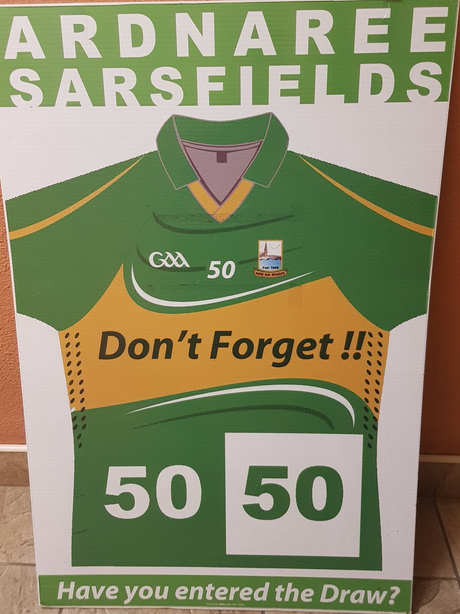 ********* Just over 3 hours before this week's online 50/50 draw closes at 8pm. Get your tickets here at bit.ly/ArdSarsfields Guaranteed winner every week *********