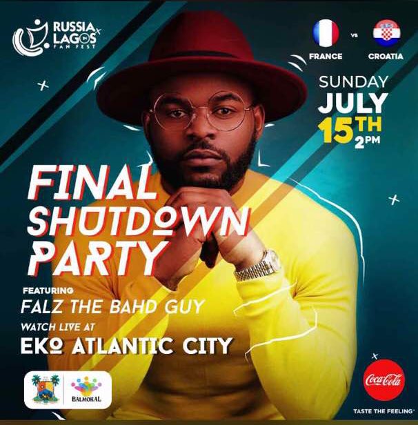 maziibe_'s tweet photo. You agosians are enjoying. This is the best way to watch the #WorldCup final is with @falzthebahdguy the national grand table shaker at Eko Atlantic, Lagos. #CokePredictAndWin https://t.co/YaTdhhdkZE