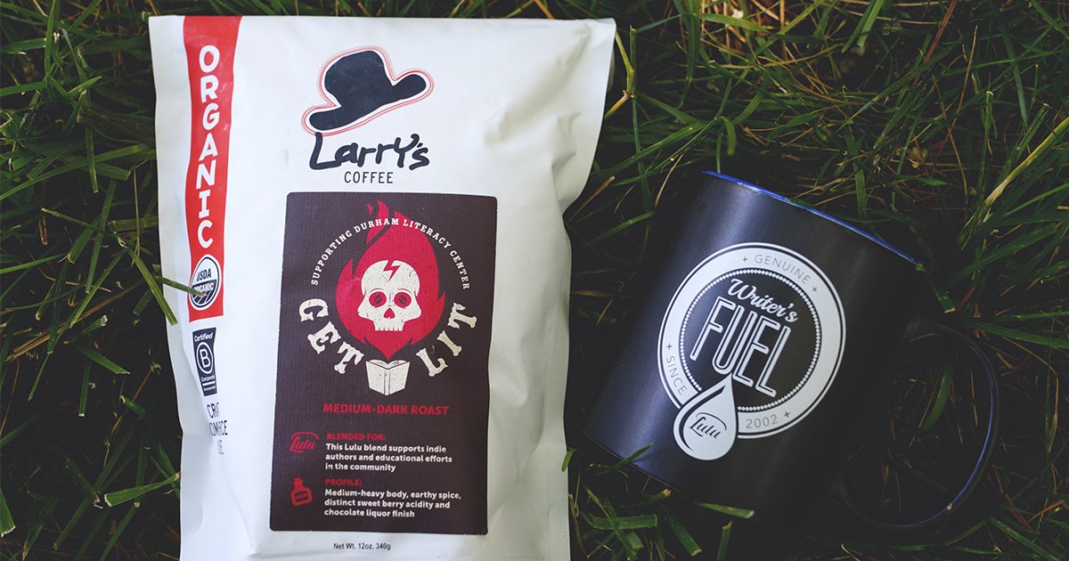 Luludotcom's tweet photo. Did You Know: We partnered with local #BCorp @larrysbeans to create a delicious medium-dark roast blend that's perfect for curling up with your favorite novel! Plus, 5% of the proceeds go to the @durhamliteracy. Get Lit: https://t.co/GBW6OlZHHl #coffee #literacy https://t.co/BxGHIccMDZ