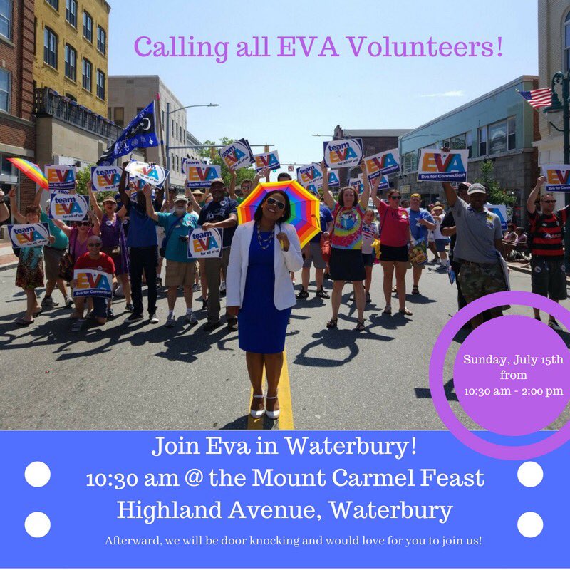 Stop by the Mount Carmel Feast tomorrow morning in Waterbury! #BrassCity #EvaForLG