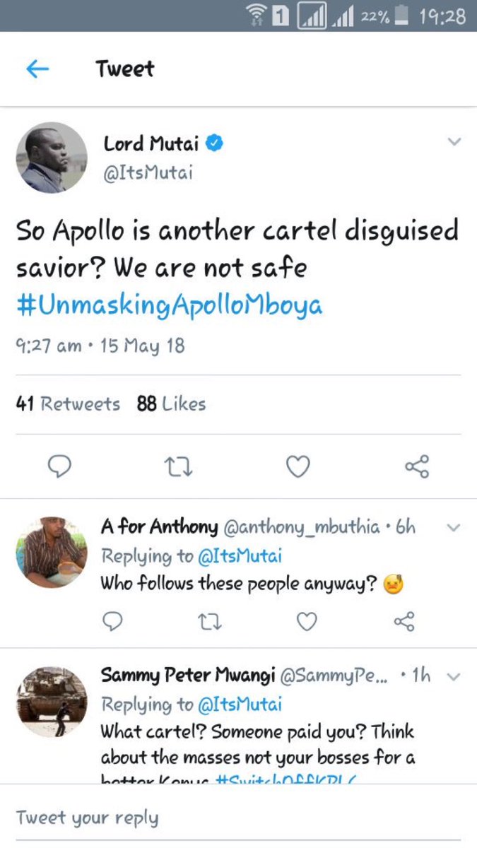 WanjiruKimani9's tweet photo. Can the 36 bloggers apologize to @MboyaApollo for smearing his name yet he was right all along. He is our hero. https://t.co/jcPCIlR35m