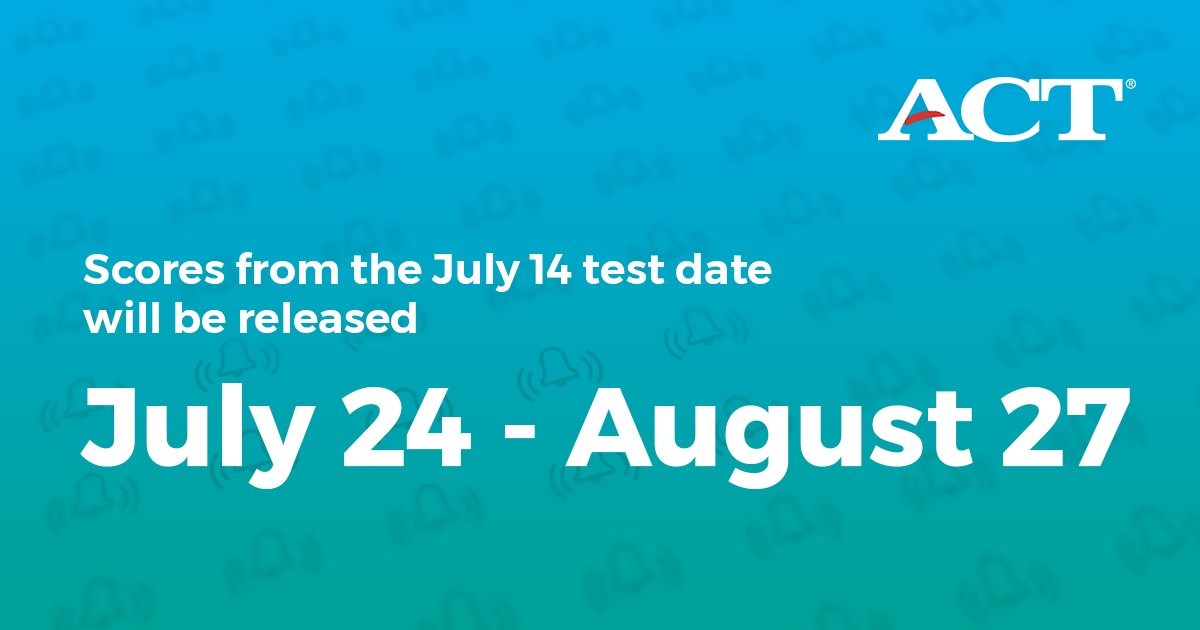Congratulations to all students who completed the ACT today! Scores will start to be released on July 24, and will be released each week through August 27.