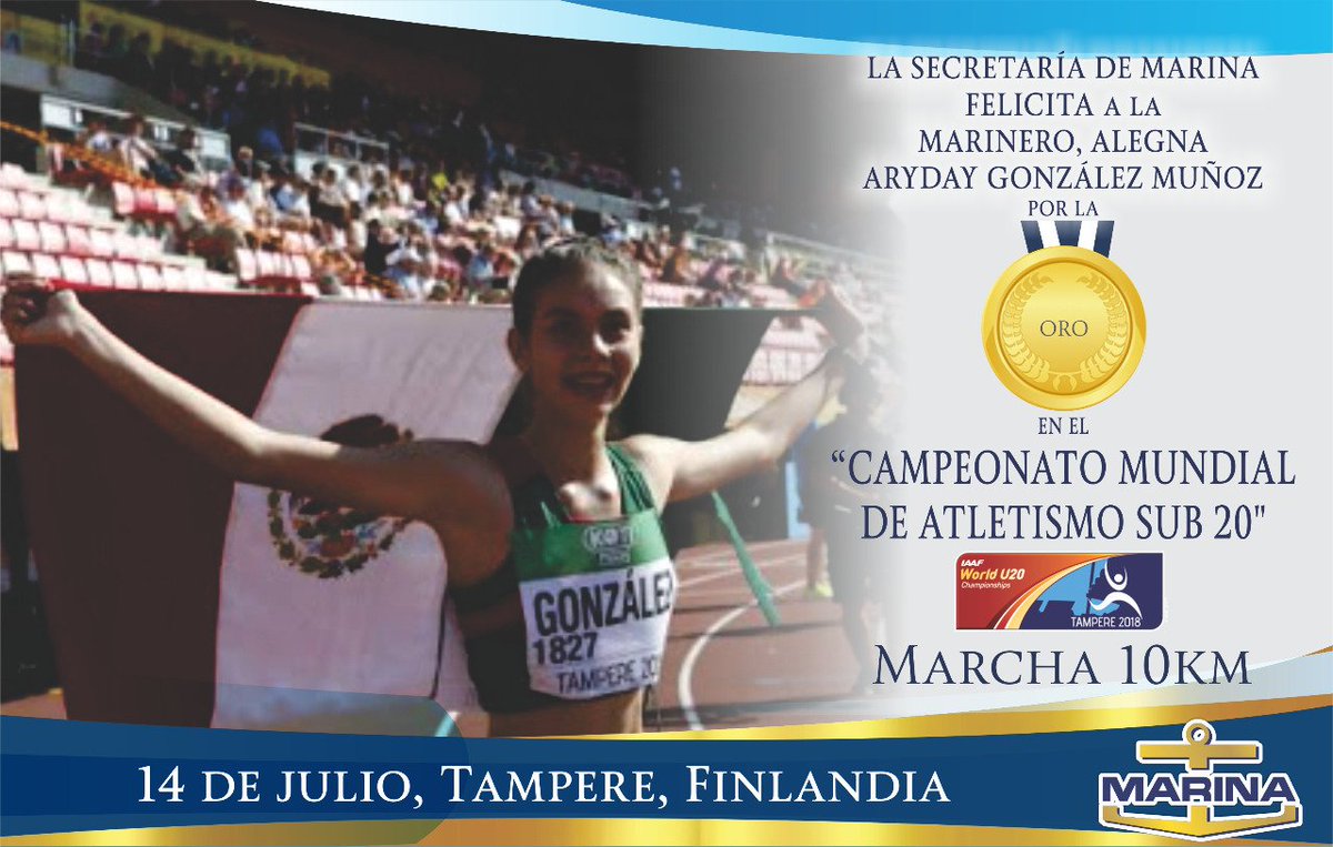 Felicitamos a nuestros #AtletasNavales Alegna Aryday González Muñoz y  Roberto Vilchis Ruisánchez, quienes obtuvieron el 1er. lugar, en las  disciplinas de marcha de 10 km. y salto de altura, respectivamente, en  Tampere,, image size:1200x763