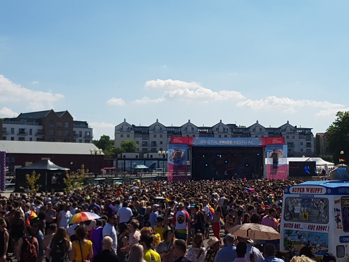 BristolPride's tweet photo. The crowds are #outandproud in force for #BristolPride today! 🏳️‍🌈 https://t.co/9TLpRbYfaM
