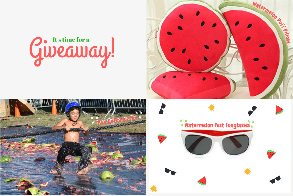 Watermelonfest's tweet photo. We’ve got quite a watermelony giveaway! 

Tweet us for your chance to win 2 entrance tickets, #CAWatermelonFest sunglasses &amp; a watermelon pillow by answering the following:

What is your favorite watermelon infused food?

Enter on Insta &amp; FB to 3x your chances of winning on 7/18 https://t.co/zOG6ZCakGF