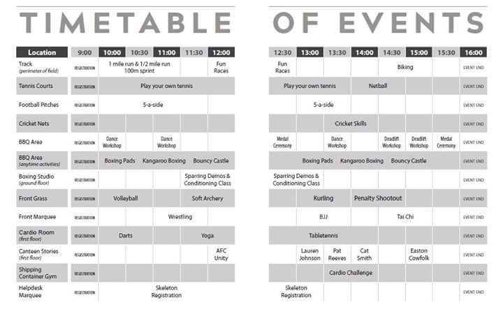 *Announcement*
Here's the timetable for the Unison West Midlands Regional
Games on Saturday at <a href="/HolfordDriveSpo/">HolfordDriveSportHub</a> . If you haven't already signed up to come along it's free and you can register here bit.ly/UWMRG18 
#sport #community #birmingham
