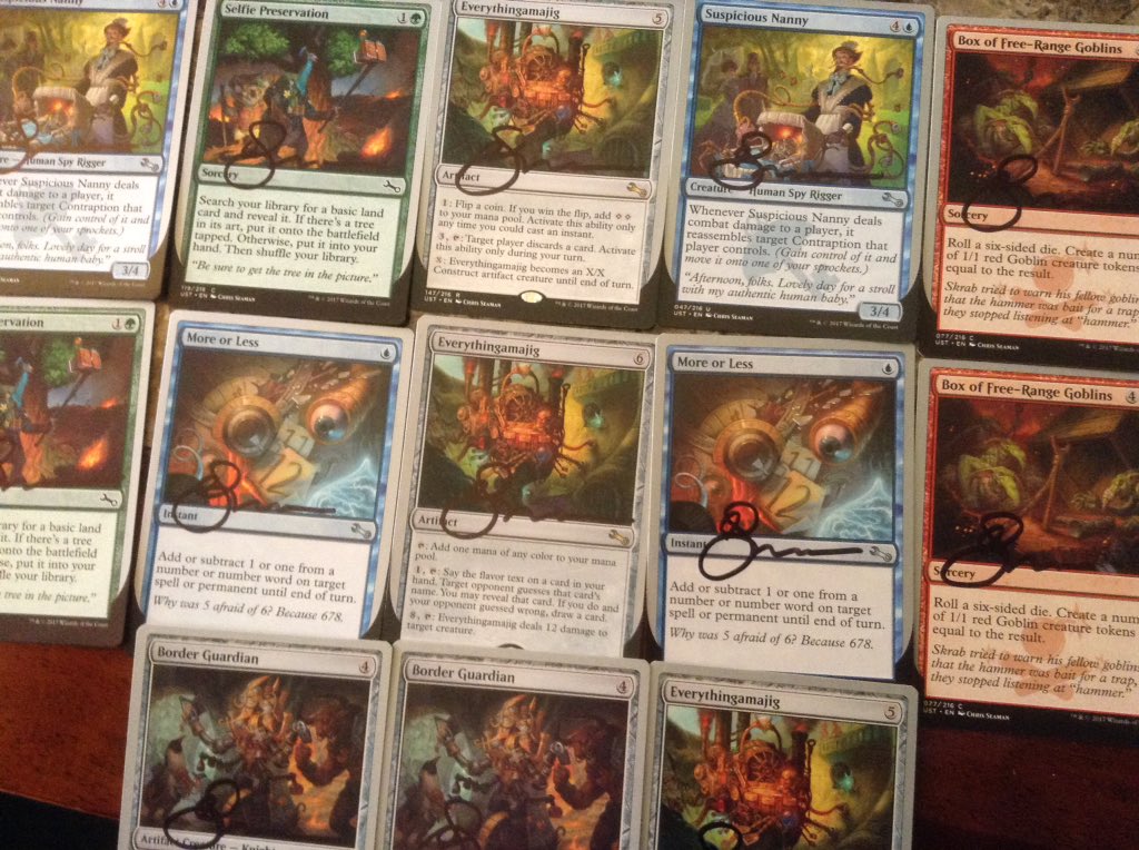 chrisseamanart's tweet photo. Signing some #MtG #magicthegathering cards from #mtgunstable https://t.co/cSTGAYS7v9