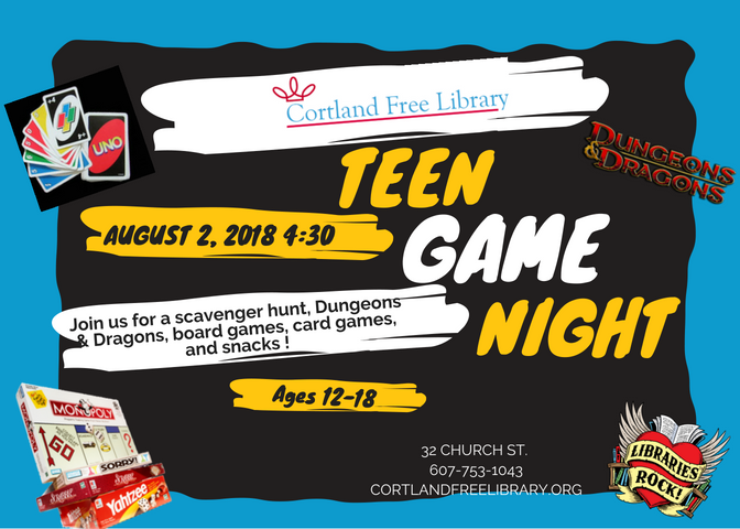 CJSHSlibrary's tweet photo. Bored this summer? Why not go check out the @CortlandLibrary? There are lots of events going on for their Teen Summer Reading Program. The theme this year is #librariesrock! Come join the fun! https://t.co/kHWwsloPrp