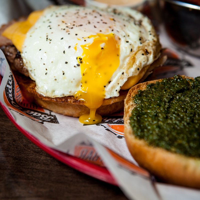 BadDaddysBurger's tweet photo. Trust us: If you add an egg to your #burger then it's ok for brunch. 👌 #SamIAmBurger #YolkPorn https://t.co/B5njAD0fIe