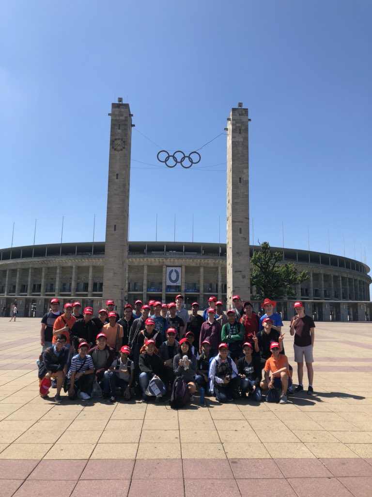 HistoryOlympiad's tweet photo. Kicking off the 2018 International History Olympiad with a tour to the Berlin Wall and the 1936 Olympic Stadium!! https://t.co/ipU5Ntxsks