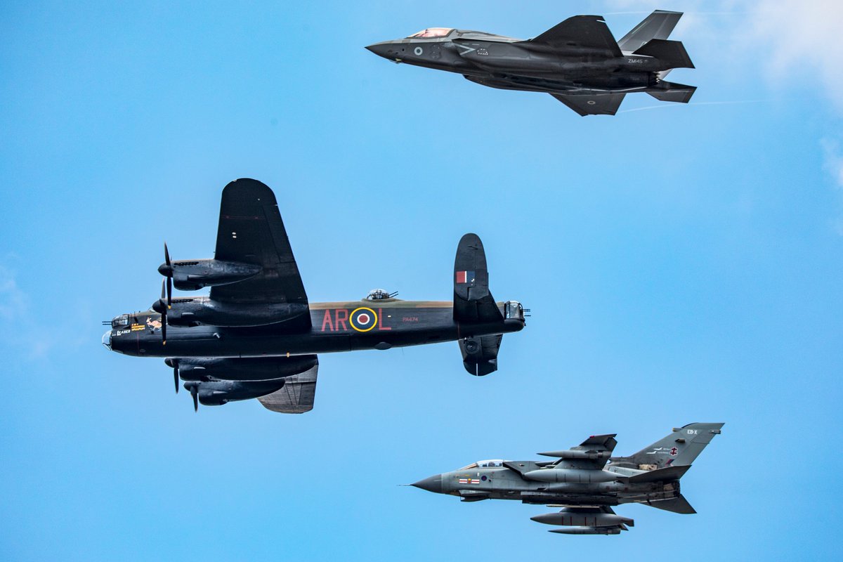 RoyalAirForce's tweet photo. Three generations of dambusting aircraft came together in an historic formation at @airtattoo today. 

Which one is your favourite? https://t.co/L1HKnaCGIz