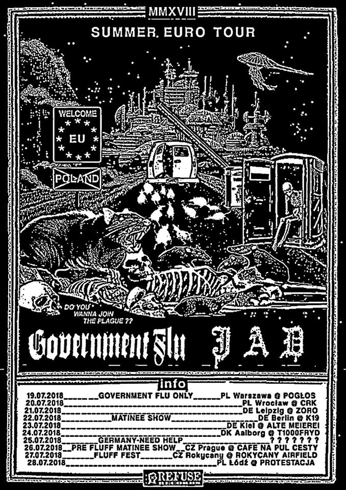 IDIOTEQ's tweet image. Pissed-off hardcore pack GOVERNMENT FLU and raw 80s inspired hardcore mob JAD kick off their Euro tour this week; including a stop at .@flufffest - take a listen at governmentflu.bandcamp.com + jadpunk.bandcamp.com! #jadhardcore #governmentflu #refuserecords #flufffest