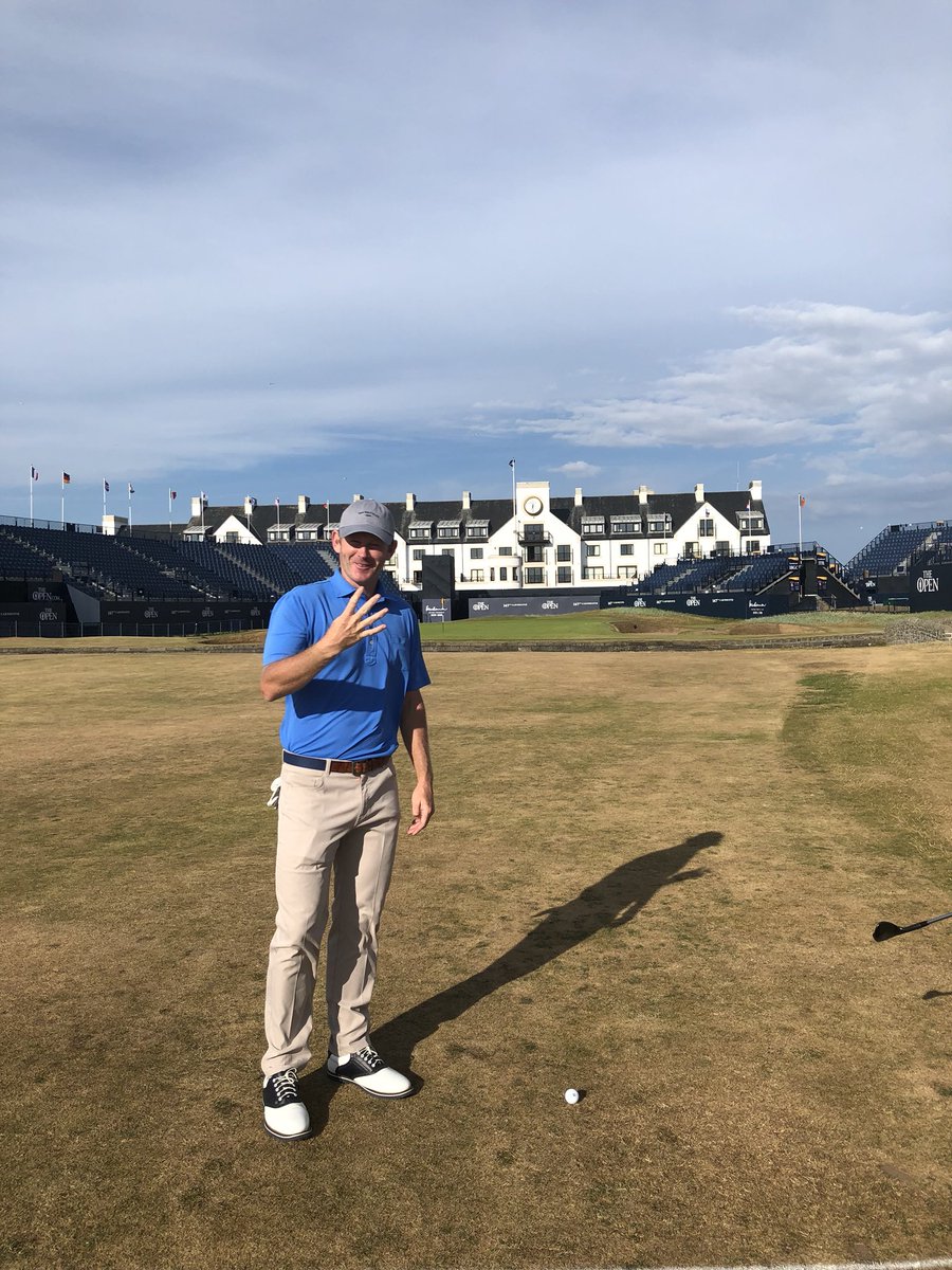 Just hit one 427 on 18 <a href="/TheOpen/">The Open</a> .. Guys would be hitting it in the burn in front of green 450+..   Carnoustie is baked out but greens are pure.. Never seen an Open this firm..  Will be an awesome week if it stays like this..