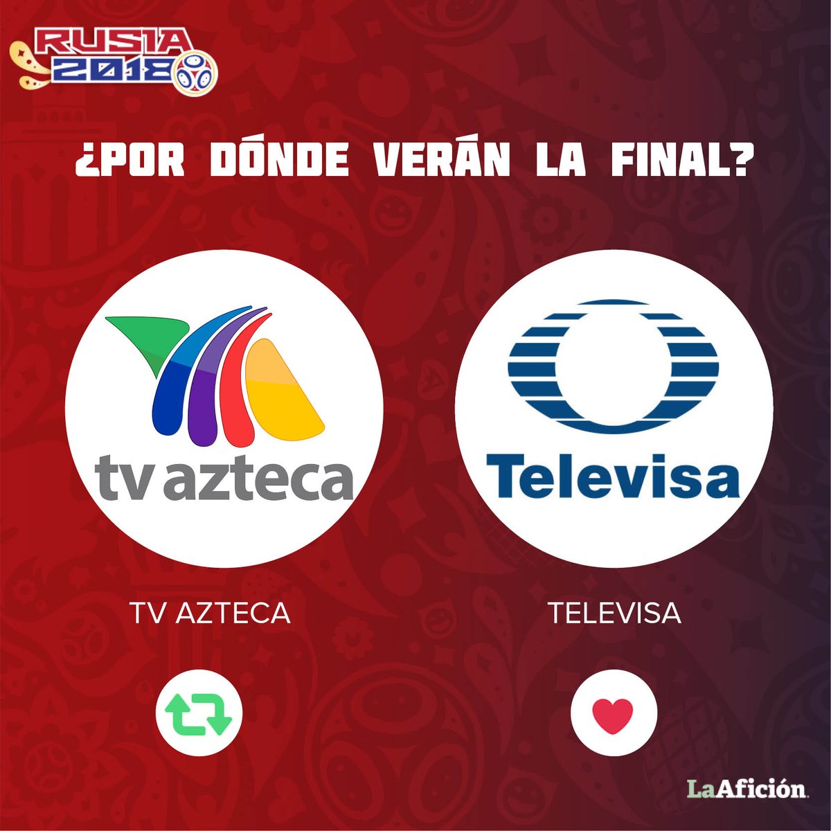 📺 Mañana es la Final de #Rusia2018 y millones estarán atentos a la TV

Acá entre nos, ¿por dónde seguirán la coronación del nuevo campeón? 🤔

mile.io/2KVKrd2