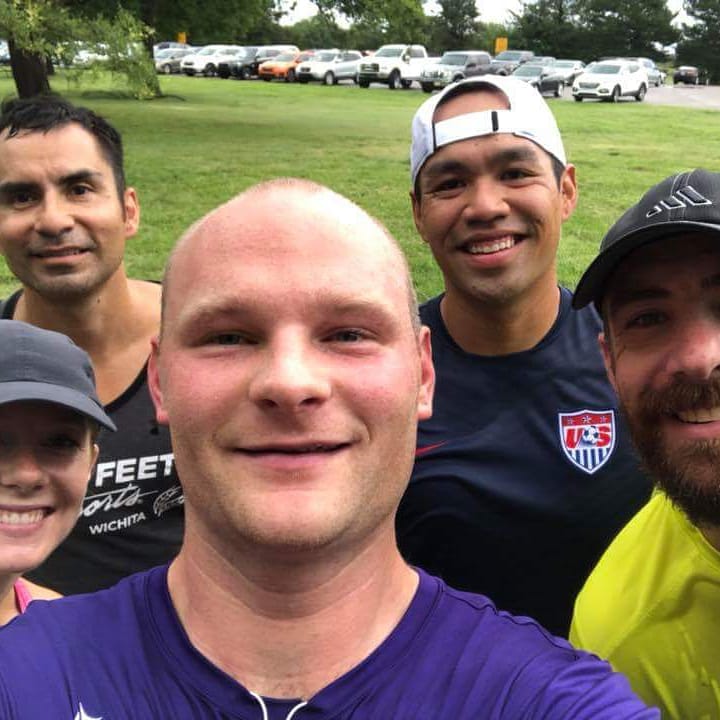 CoachPorter77's tweet photo. These are MY people! #PFMJoes with @FleetFeetWichta #Start2Finish groups, (I see you H1) got miles in under some *cooler*, *slightly* less humid weather. Great day, great camaraderie! #pfm18 #ffict @runpfm https://t.co/VlFa4LgziN