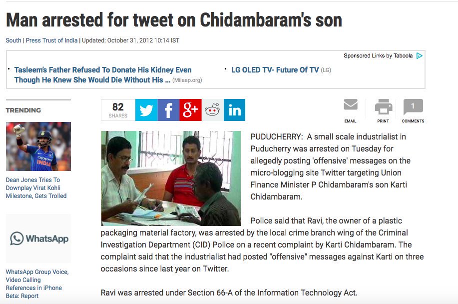 9. Man ARRESTED under a UPA-enacted law for tweeting against  @INCIndia leader's son.  @RahulGandhi stayed SILENT. (via @SupariShambhu)  https://www.ndtv.com/south/man-arrested-for-tweet-on-chidambarams-son-503192