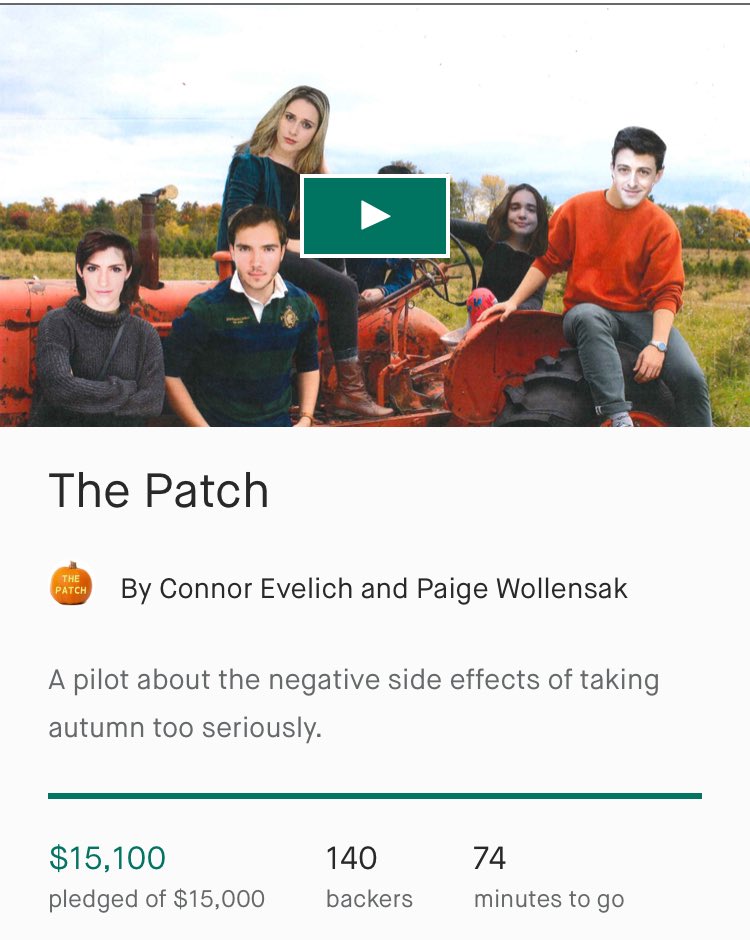 thepatchseries's tweet image. We have passed our goal with just over an hour to go! Thank you to everybody who backed The Patch! Friends, family, and foes included! You’re the Granny Smith Apple of our eye! #thepatch #savethepumpkins