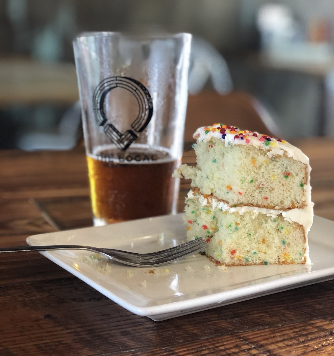 Cake and beer for lunch at The Local? Yes please. @thelocaljax @BrooklynBrewery #ilovejax #onlyinduval #jaxbeer #askemeaboutbeer #cake #withsprinkles