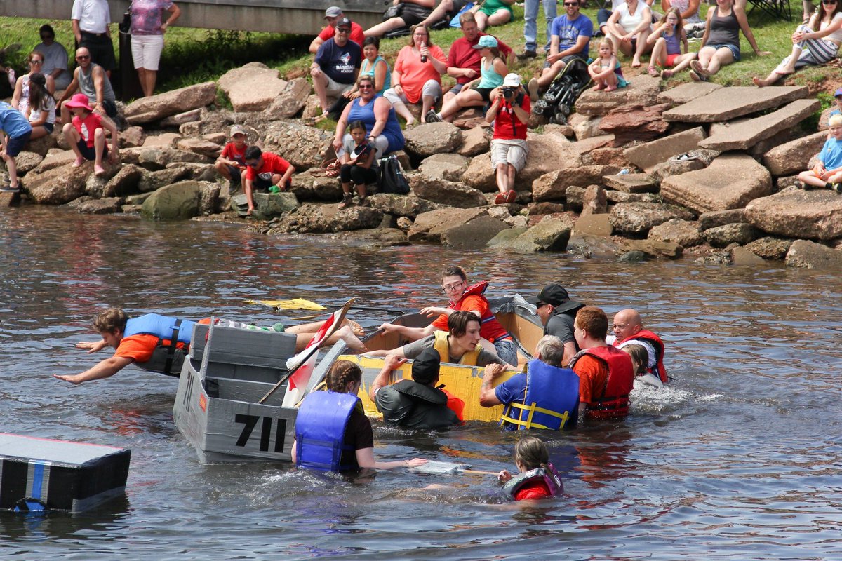 Always a fun time at the Summerside Lobster Carnival Cardboard Boat Races.  Race heat and abandoning ship during the demolition derby.