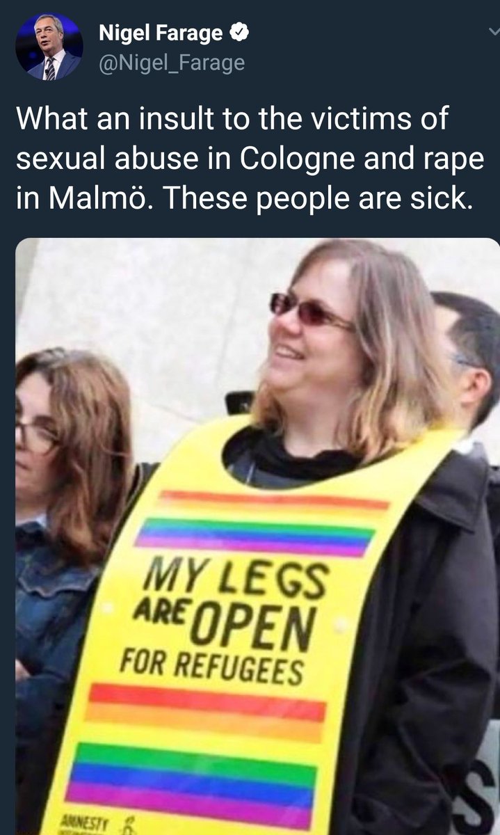 steinkobbe's tweet photo. Nigel Farage is posting photoshops made by white supremacists. The far right politicians have as much integrity as 4chan trolls. https://t.co/5pqvnxqsZS