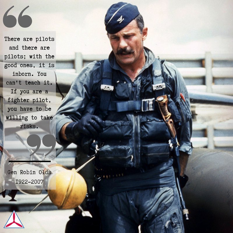 CivilAirPatrol's tweet photo. #OTD in 1922, Gen Robin Olds, a World War II U.S. Air Force fighter pilot was born. He was a “triple ace” with 16 total victories in World War II and Vietnam. Olds retired as a brigadier general in 1973. https://t.co/gGxLhG5tHY